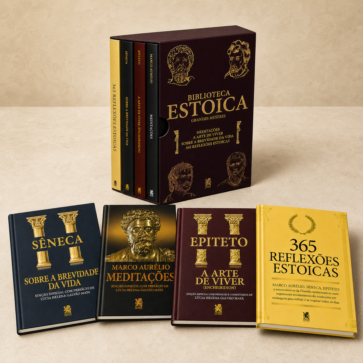Box Biblioteca Estoica Grandes Mestres Volume 01 com os quatro livros