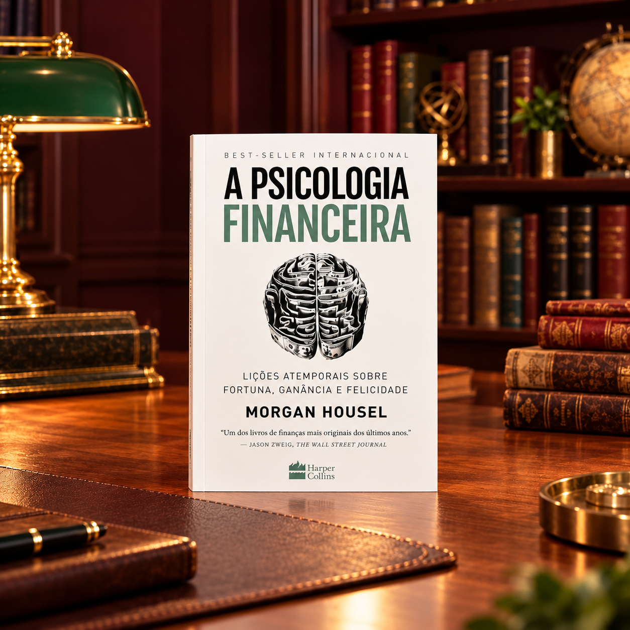 Livro A Psicologia Financeira em cenário premium